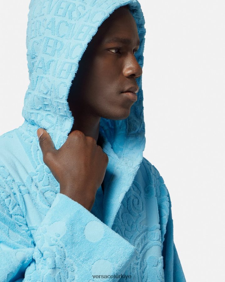 Versace deniz kabuğu barok kısa bornoz kadınlar açık mavi iç çamaşırı ve plaj kıyafeti B0HHR81082
