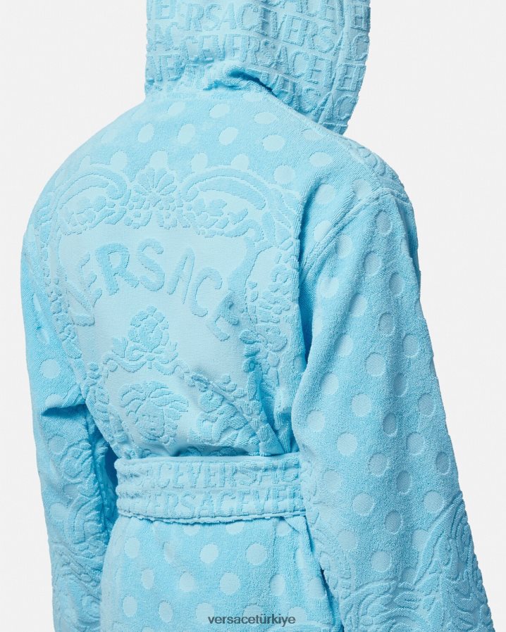 Versace deniz kabuğu barok kısa bornoz kadınlar açık mavi iç çamaşırı ve plaj kıyafeti B0HHR81082