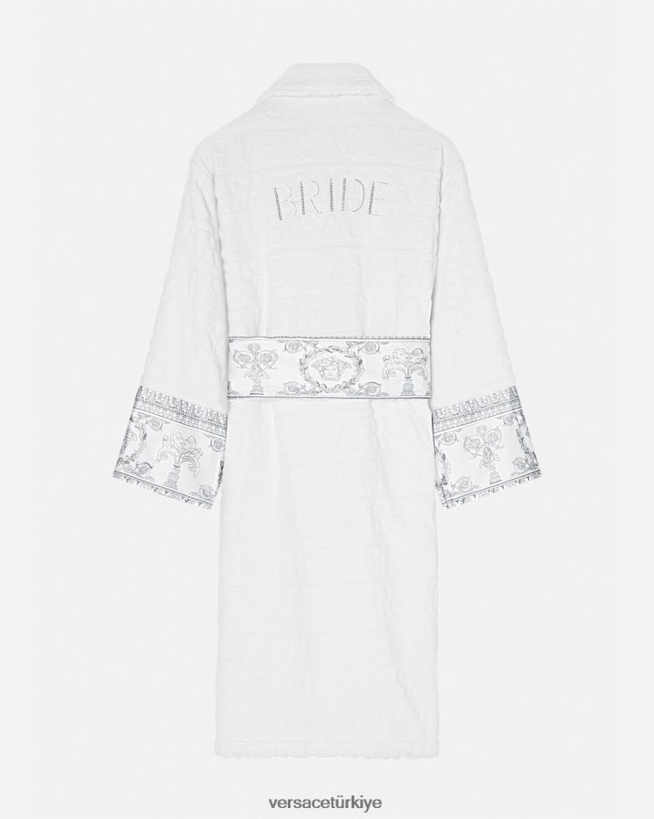Versace kristal ve barok gelin bornozu kadınlar Beyaz gümüş iç çamaşırı ve plaj kıyafeti B0HHR81090