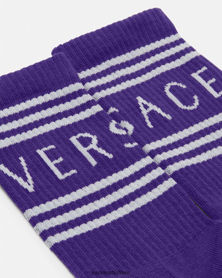 Versace 90'ların vintage logolu çorapları kadınlar menekşe iç çamaşırı ve plaj kıyafeti B0HHR81108