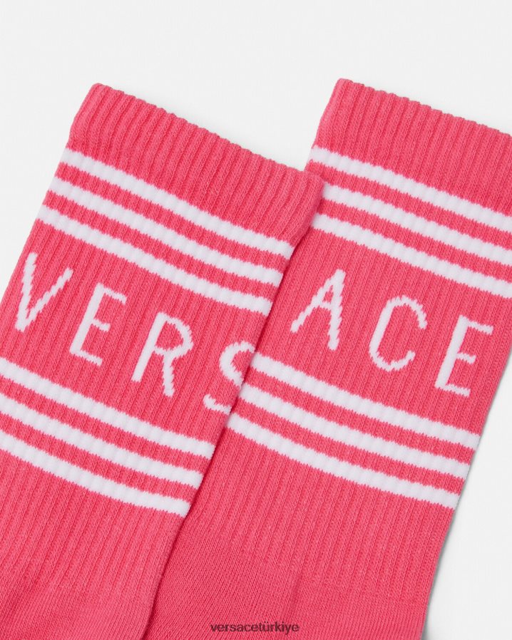 Versace 90'ların vintage logolu çorapları kadınlar pembe iç çamaşırı ve plaj kıyafeti B0HHR81098