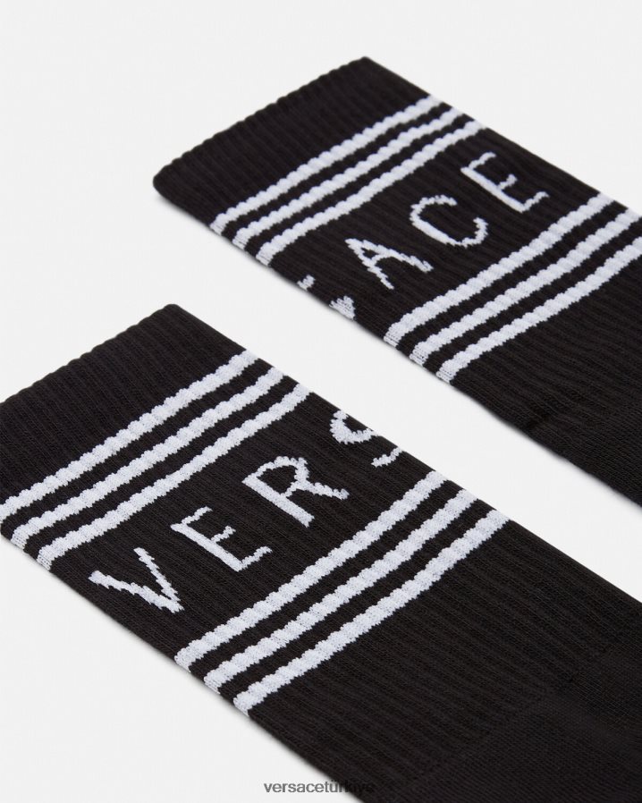 Versace 90'ların vintage logolu çorapları kadınlar siyah iç çamaşırı ve plaj kıyafeti B0HHR81102