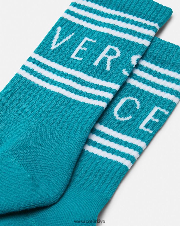 Versace 90'ların vintage logolu çorapları kadınlar yeşil su iç çamaşırı ve plaj kıyafeti B0HHR81107