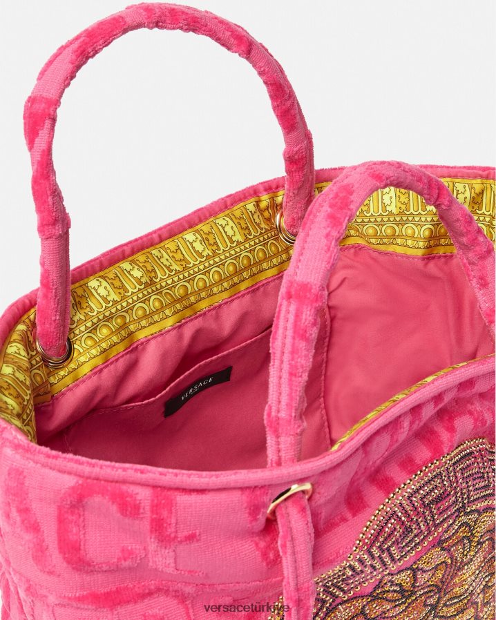 Versace kristal medusa havlu çantası kadınlar fuşya iç çamaşırı ve plaj kıyafeti B0HHR81208