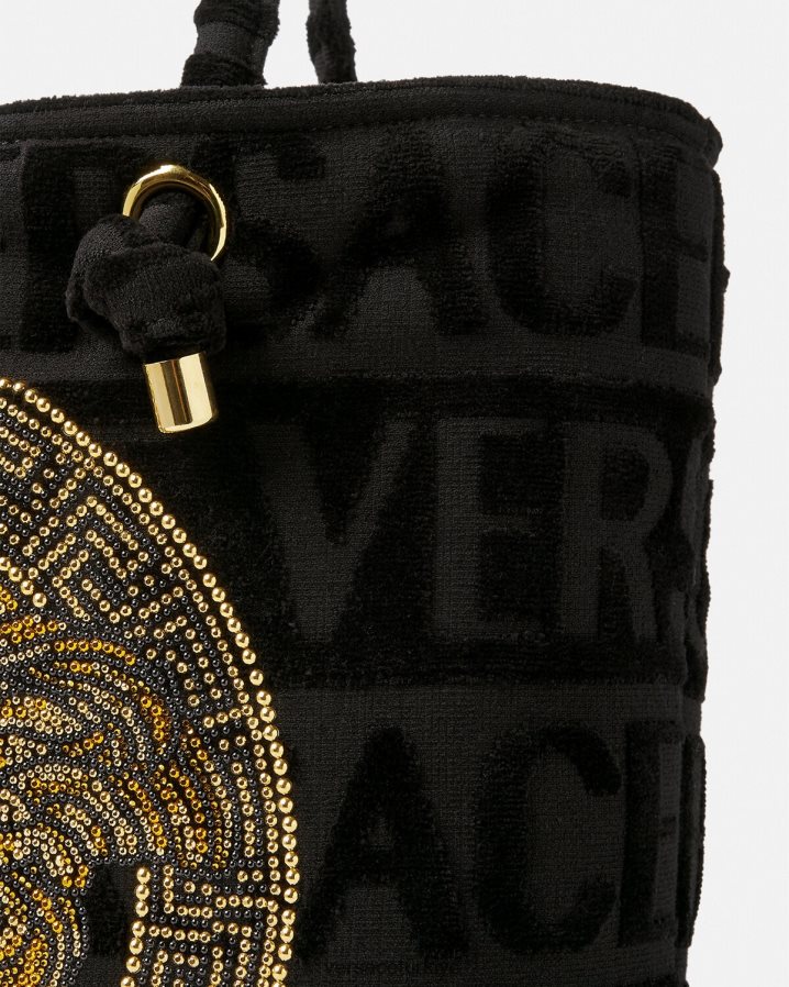 Versace kristal medusa havlu çantası kadınlar siyah iç çamaşırı ve plaj kıyafeti B0HHR81210