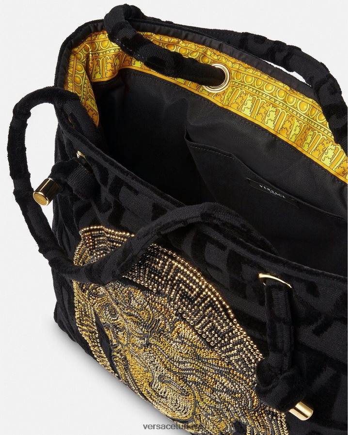 Versace kristal medusa havlu çantası kadınlar siyah iç çamaşırı ve plaj kıyafeti B0HHR81210