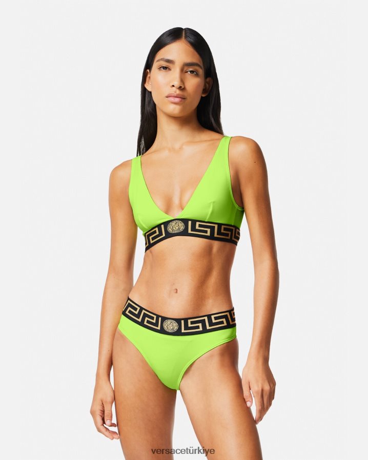 Versace Greca bordürlü bikini külotu kadınlar kireç iç çamaşırı ve plaj kıyafeti B0HHR81176