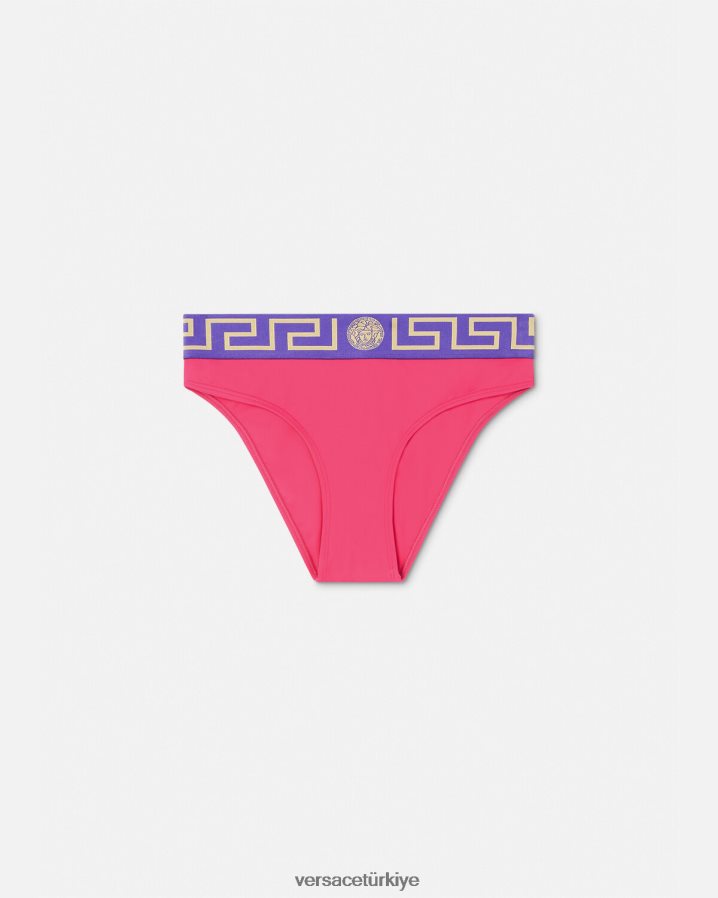 Versace Greca bordürlü bikini külotu kadınlar pembe ve leylak iç çamaşırı ve plaj kıyafeti B0HHR81177