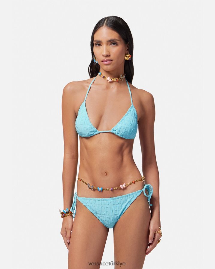 Versace boydan boya havlu bikini üstü kadınlar açık mavi iç çamaşırı ve plaj kıyafeti B0HHR81119