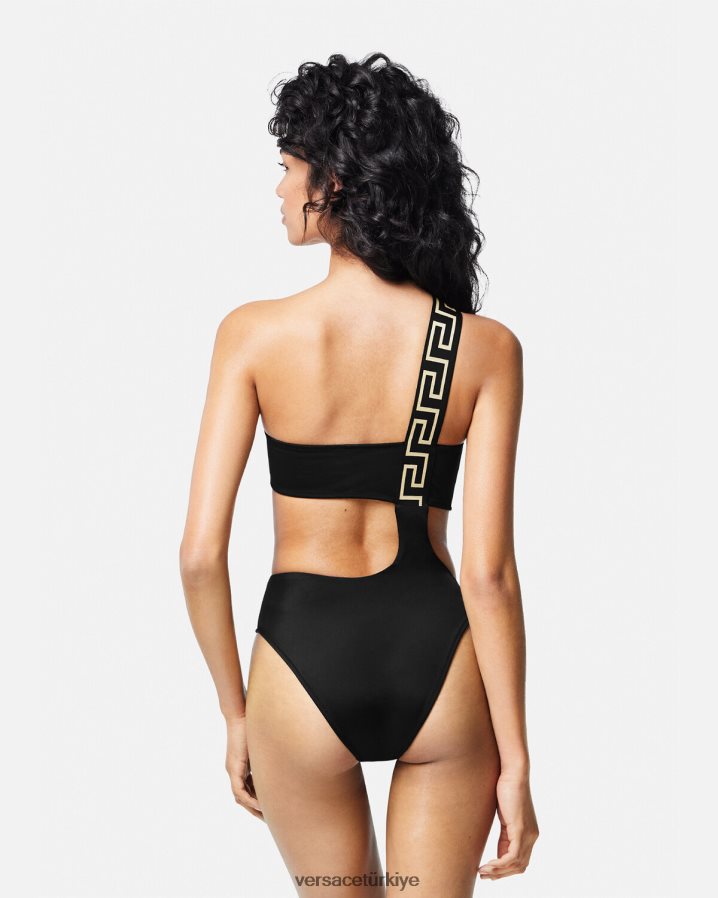 Versace greca bordür tek parça mayo kadınlar siyah iç çamaşırı ve plaj kıyafeti B0HHR81161