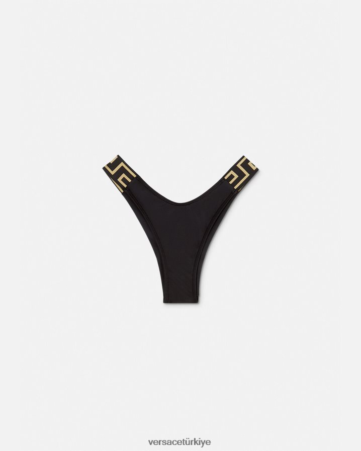 Versace greca bordürlü bikini altı kadınlar siyah iç çamaşırı ve plaj kıyafeti B0HHR81157