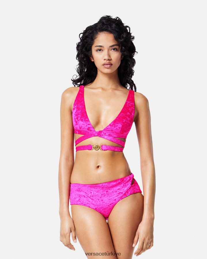 Versace kıvrılmış kadife bikini külotu kadınlar fuşya iç çamaşırı ve plaj kıyafeti B0HHR81174