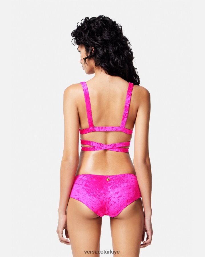 Versace kıvrılmış kadife bikini külotu kadınlar fuşya iç çamaşırı ve plaj kıyafeti B0HHR81174