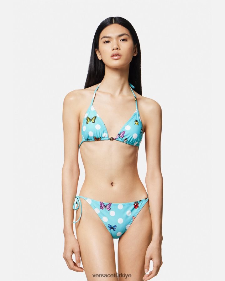 Versace kelebekli bikini üstü kadınlar mavi iç çamaşırı ve plaj kıyafeti B0HHR81130