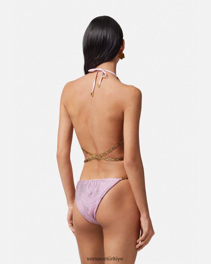Versace kristal greca bikini altı kadınlar pembe iç çamaşırı ve plaj kıyafeti B0HHR81126