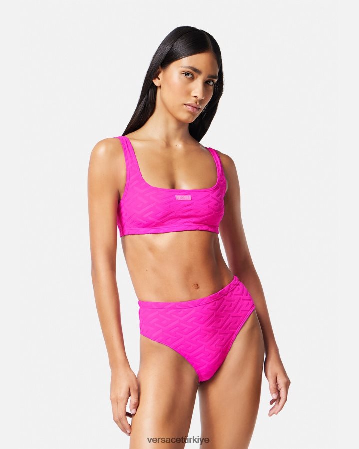 Versace la greca havlu bikini üstü kadınlar fuşya iç çamaşırı ve plaj kıyafeti B0HHR81182