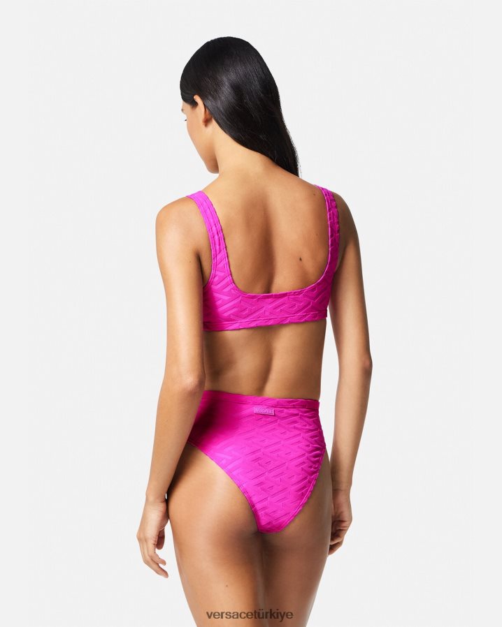 Versace la greca havlu bikini üstü kadınlar fuşya iç çamaşırı ve plaj kıyafeti B0HHR81182