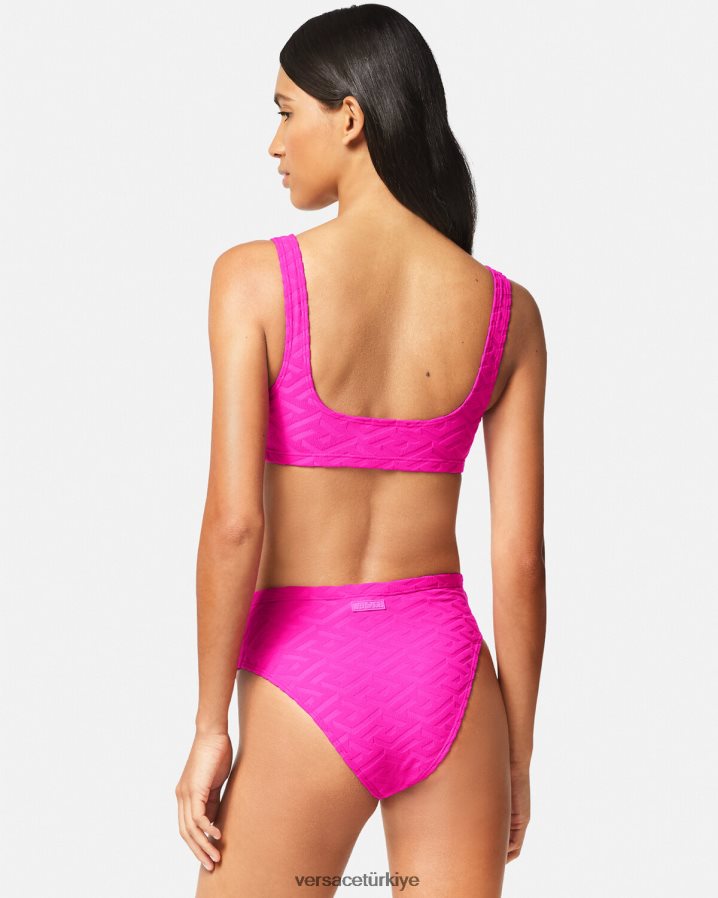 Versace la greca yüksek bel bikini altı kadınlar fuşya iç çamaşırı ve plaj kıyafeti B0HHR81183