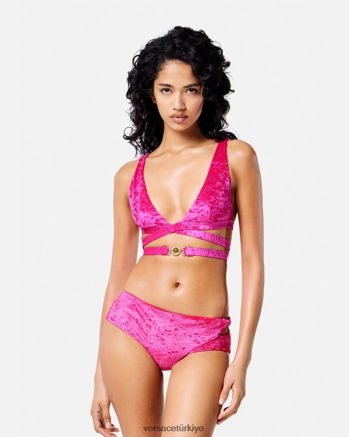 Versace medusa '95 kadife bikini üstü kadınlar fuşya iç çamaşırı ve plaj kıyafeti B0HHR81173