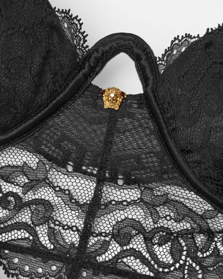 Versace barok dantelli büstiyer üst kadınlar siyah iç çamaşırı ve plaj kıyafeti B0HHR81066