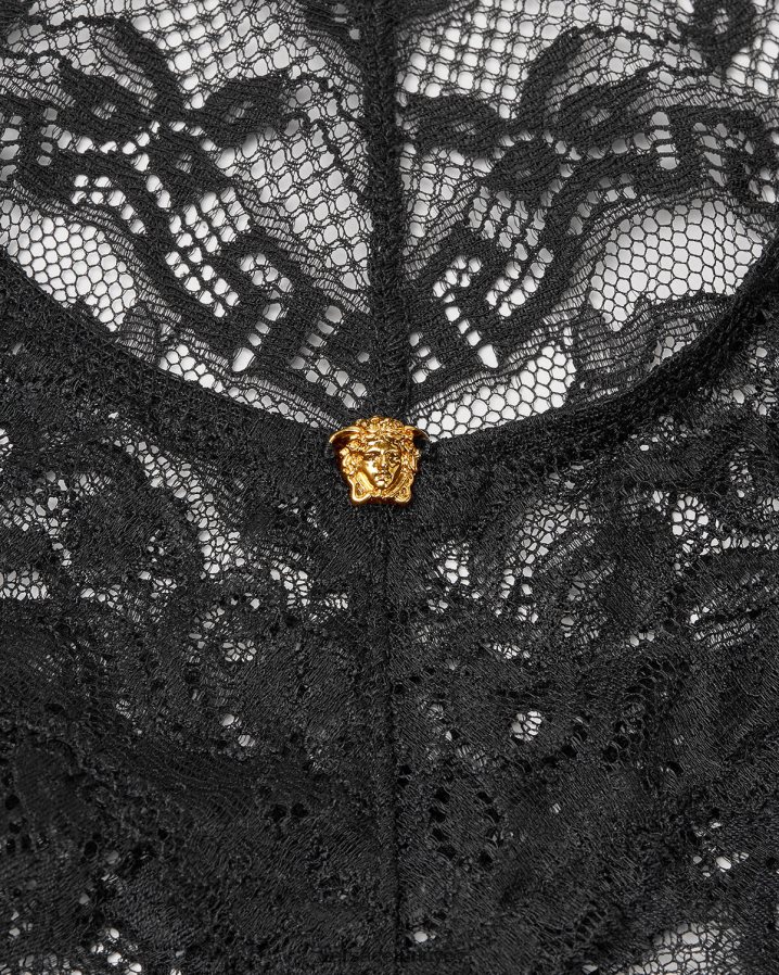 Versace barok dantelli body kadınlar siyah iç çamaşırı ve plaj kıyafeti B0HHR81069