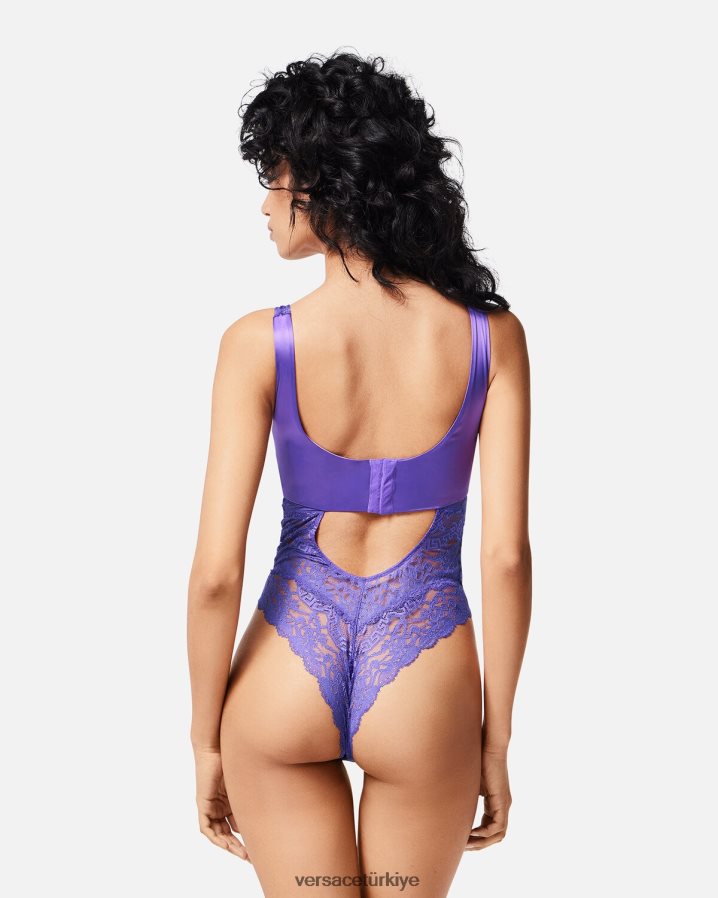 Versace dantel bodysuit kadınlar menekşe iç çamaşırı ve plaj kıyafeti B0HHR81078