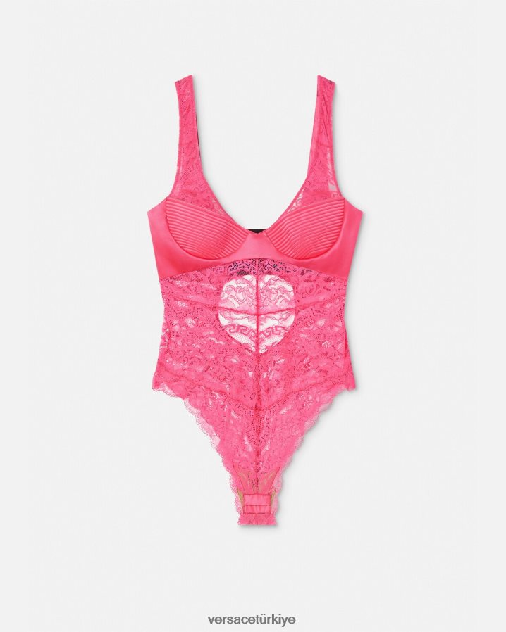 Versace dantel bodysuit kadınlar pembe iç çamaşırı ve plaj kıyafeti B0HHR81079