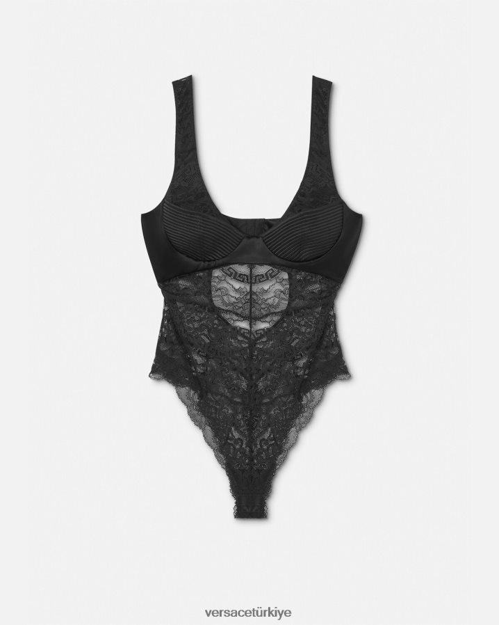 Versace dantel bodysuit kadınlar siyah iç çamaşırı ve plaj kıyafeti B0HHR81068