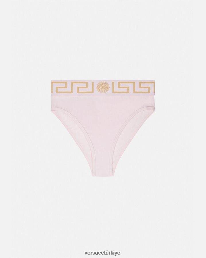 Versace greca bordürlü yüksek bacak külotu kadınlar açık pembe iç çamaşırı ve plaj kıyafeti B0HHR81057