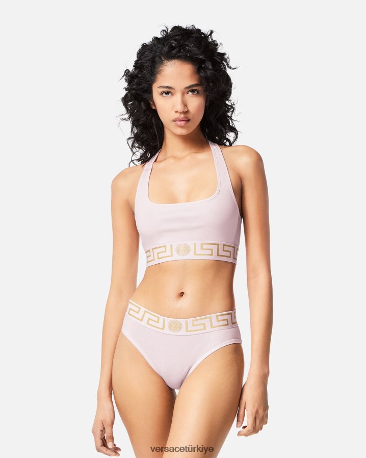 Versace greca border spor sutyeni kadınlar açık pembe iç çamaşırı ve plaj kıyafeti B0HHR81039