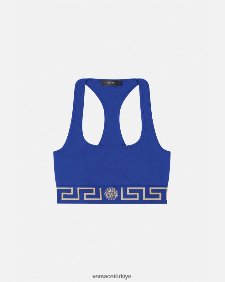 Versace greca border spor sutyeni kadınlar mavi iç çamaşırı ve plaj kıyafeti B0HHR81040