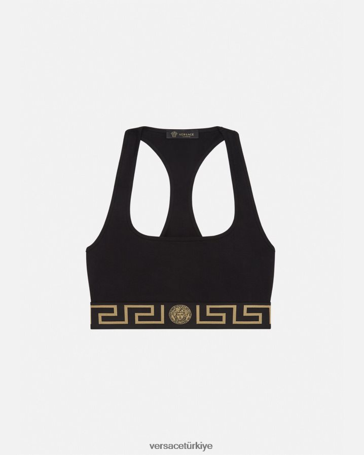 Versace greca border spor sutyeni kadınlar siyah iç çamaşırı ve plaj kıyafeti B0HHR81036