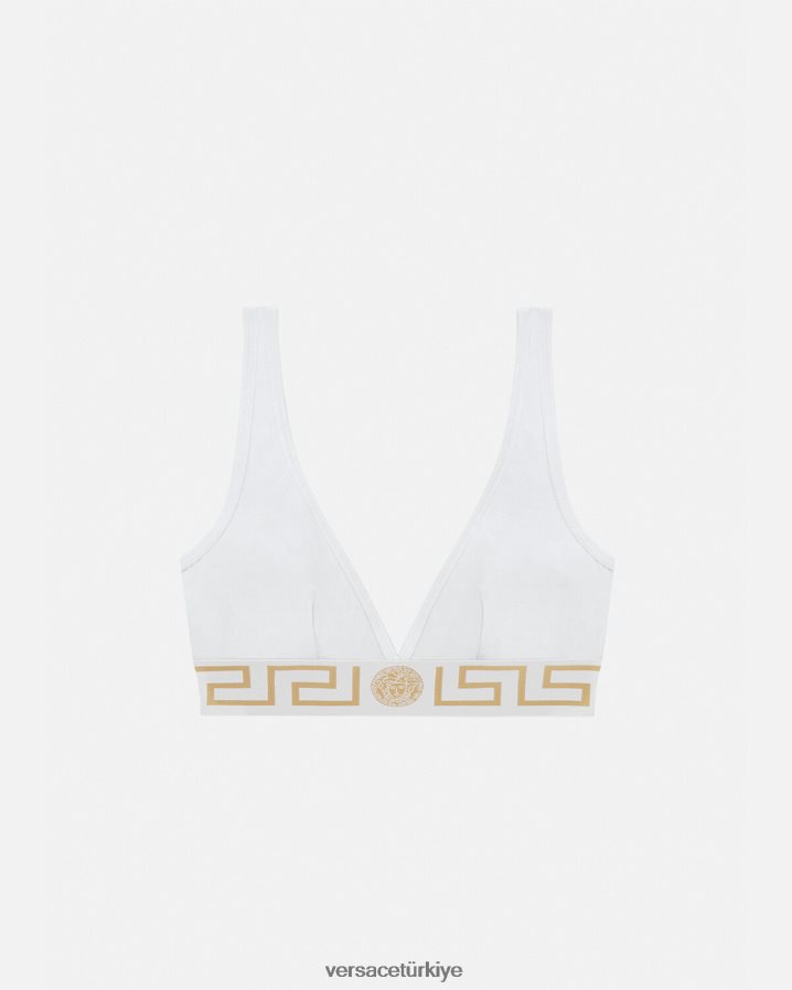 Versace yunan bordürlü bralet kadınlar beyaz iç çamaşırı ve plaj kıyafeti B0HHR81042