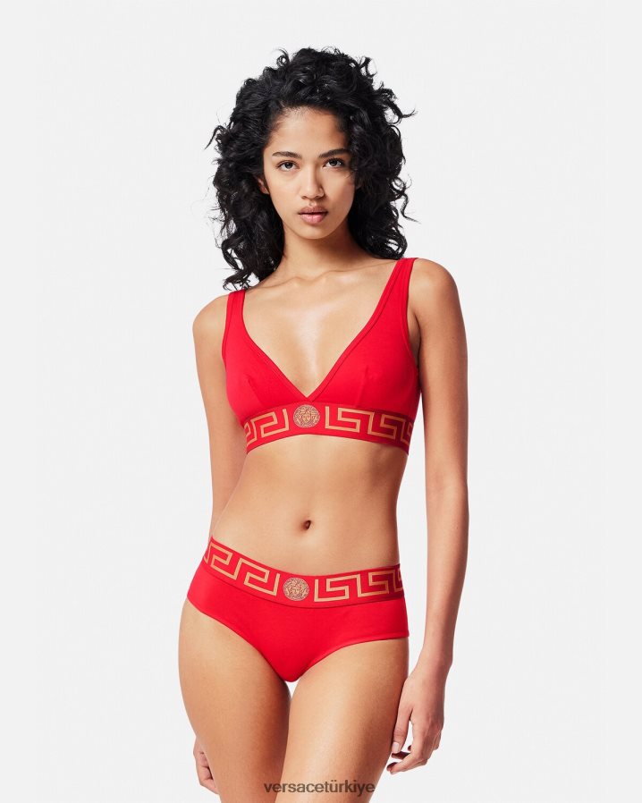 Versace yunan bordürlü bralet kadınlar kırmızı iç çamaşırı ve plaj kıyafeti B0HHR81041