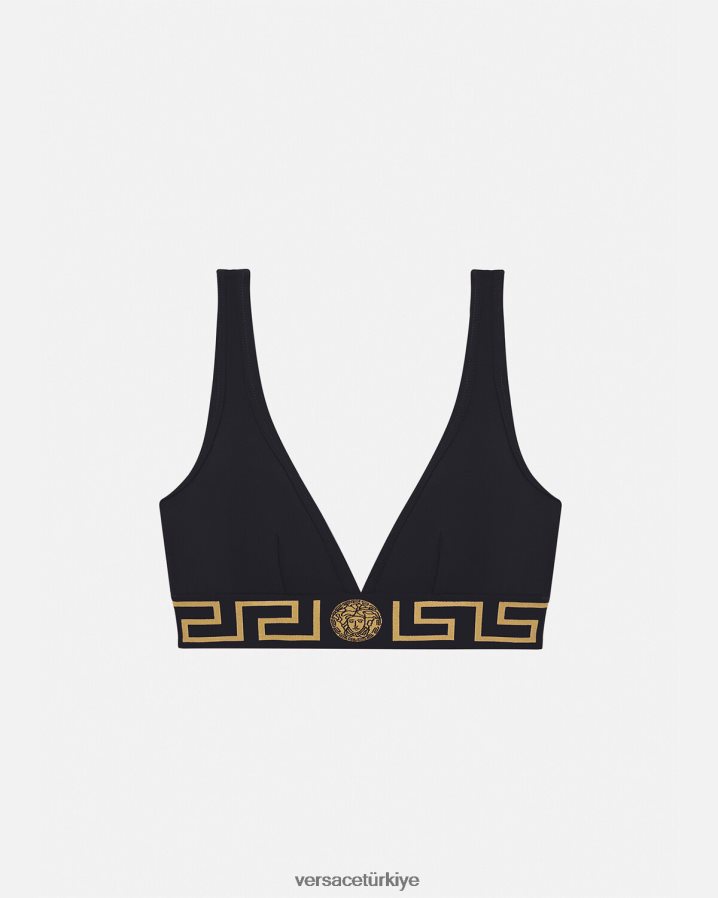 Versace yunan bordürlü bralet kadınlar siyah iç çamaşırı ve plaj kıyafeti B0HHR81043